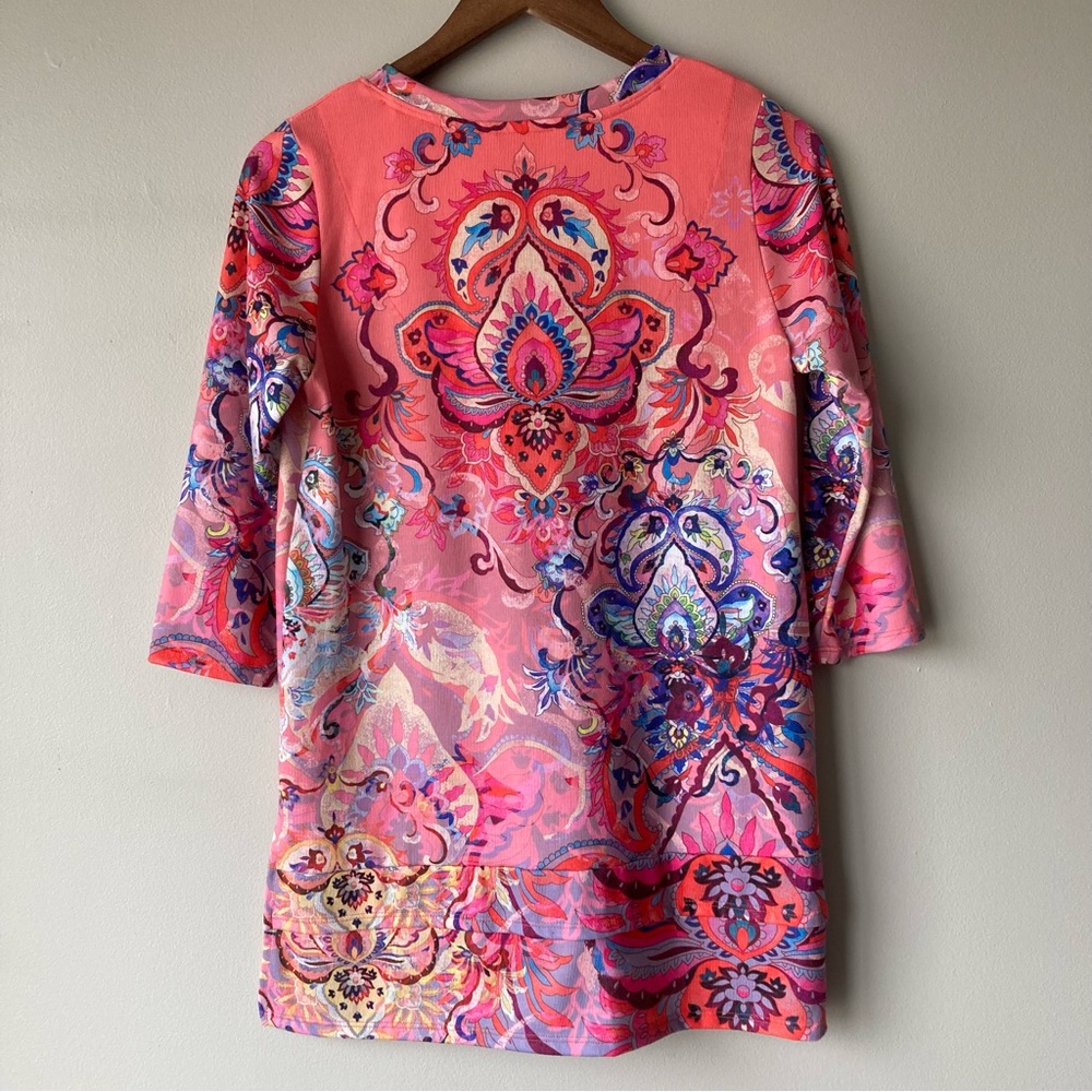 Soft Surroundings Multicolor Floral V-Neck Blouse - Picture 2 of 8